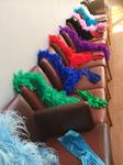 Feather boas and long satin gloves lined up for a hen do